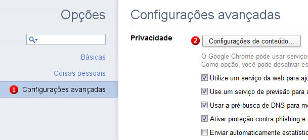 Configurações avançadas Figura 1