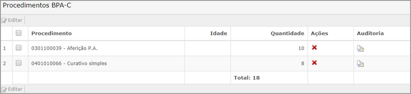 cadastro de BPAC esus resultados