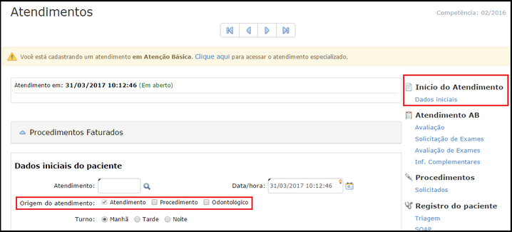 dados iniciais