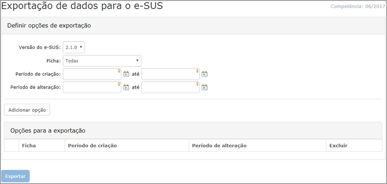 Exportacao de dados para o esus