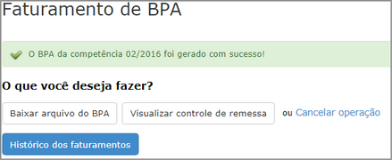 Faturamento de BPA baixar arquivo